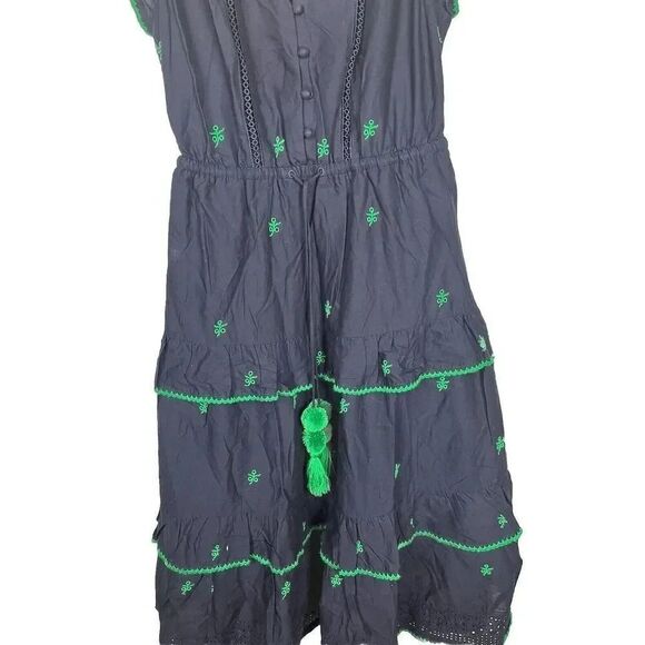 NWT J.Crew Embroidered Midi Blue Cotton Voile Tiered Dress 00P AK251 - Picture 3 of 10